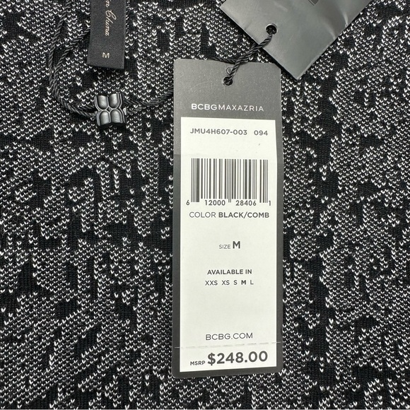 NWT BCBG Maxazria Open Front Belted Cardigan Womens Medium White Black Notch Nk - Picture 4 of 9